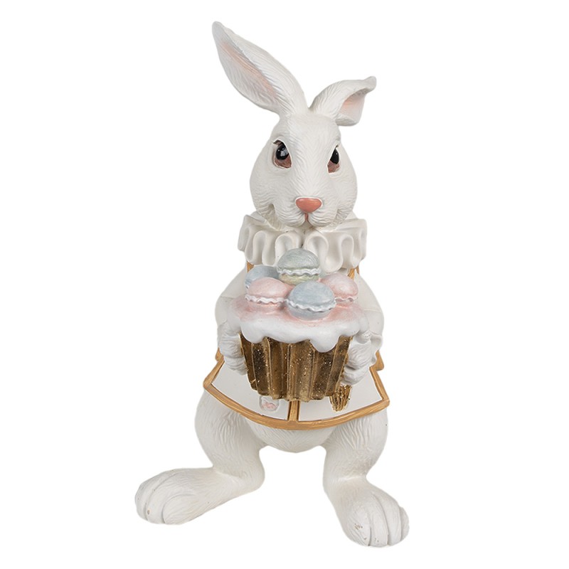 Clayre & Eef Figurine Rabbit 14 cm White Gold colored Polyresin