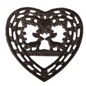 Clayre & Eef Pot Coasters 20x24x2 cm Brown Metal Heart-Shaped Deer