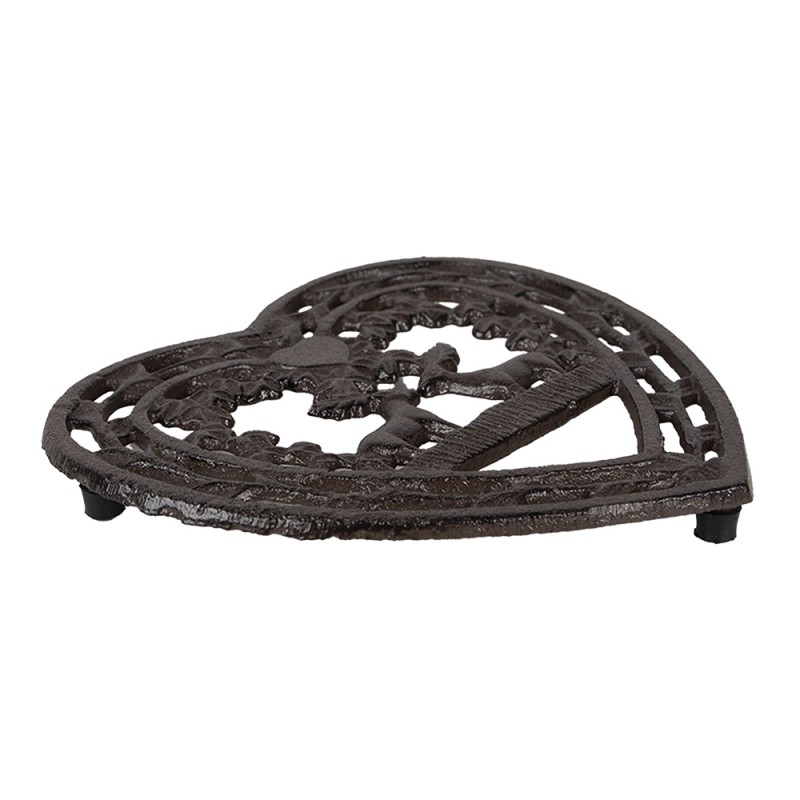 Clayre & Eef Pot Coasters 20x24x2 cm Brown Metal Heart-Shaped Deer