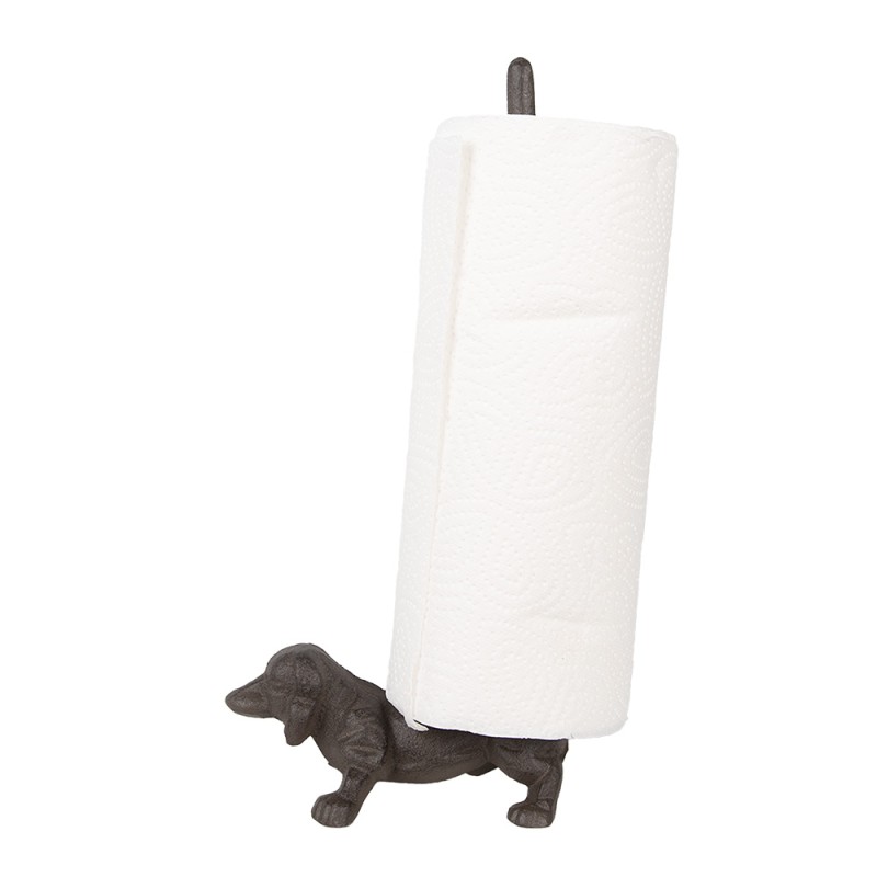 Clayre & Eef Kitchen Roll Holder Dog 14x8x30 cm Brown Metal
