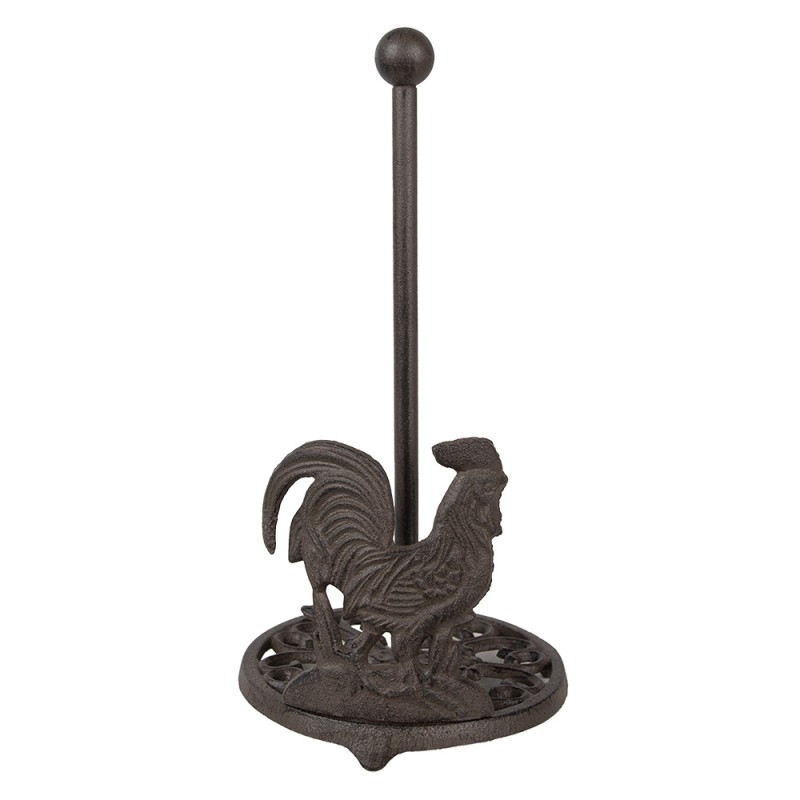 Clayre & Eef Portarotolo per la cucina Ø 17x33 cm Marrone Metallo Gallo