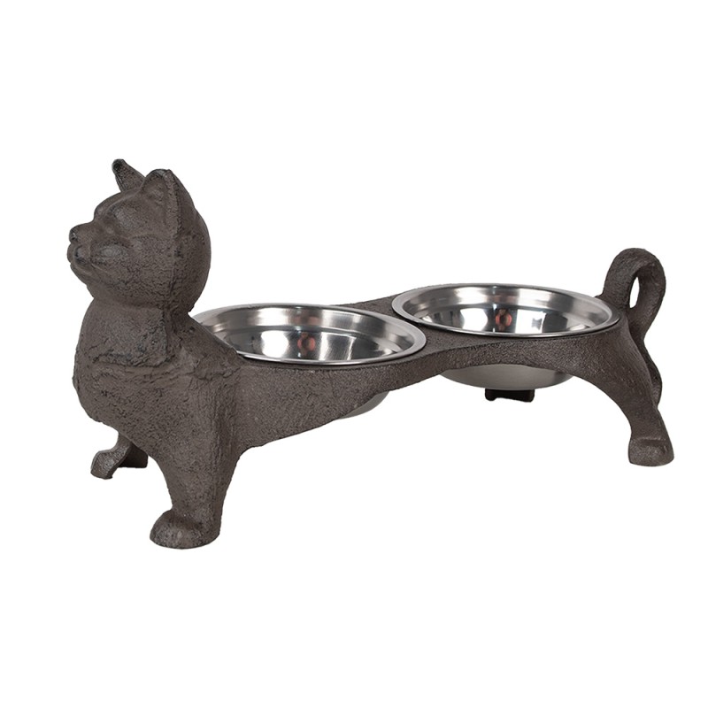 Clayre & Eef Cat Bowl 2x225 ml Brown Metal