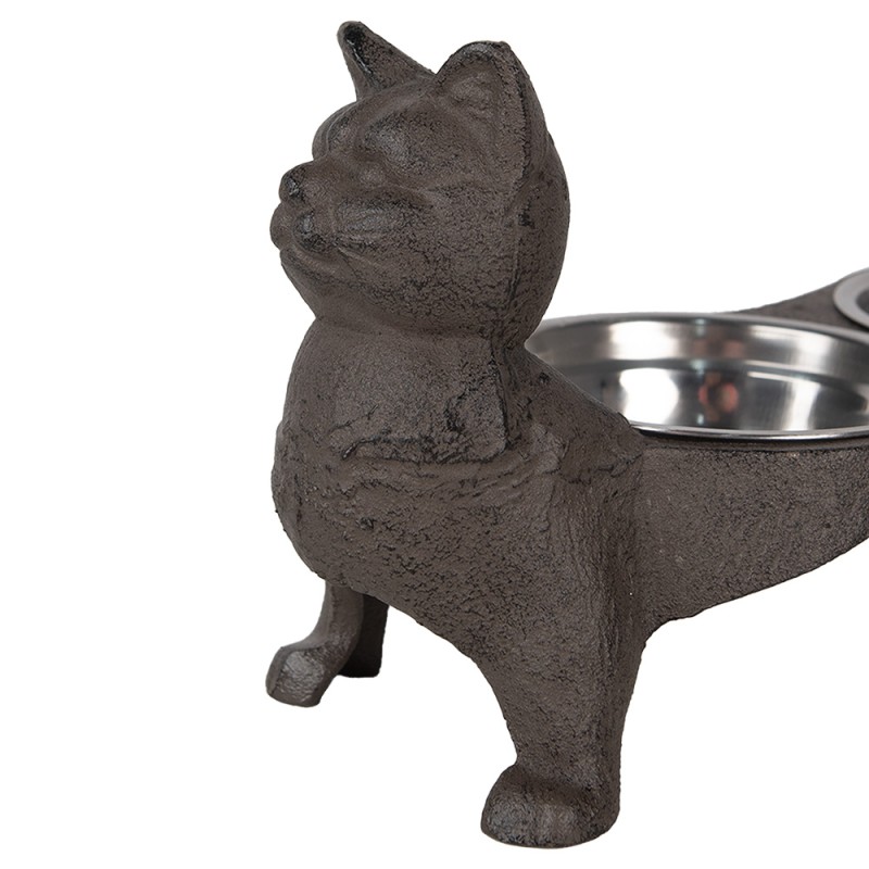 Clayre & Eef Cat Bowl 2x225 ml Brown Metal