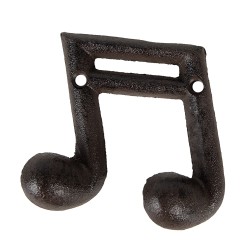 Clayre & Eef Wall Coat Rack Music note 10x3x9 cm Brown Metal
