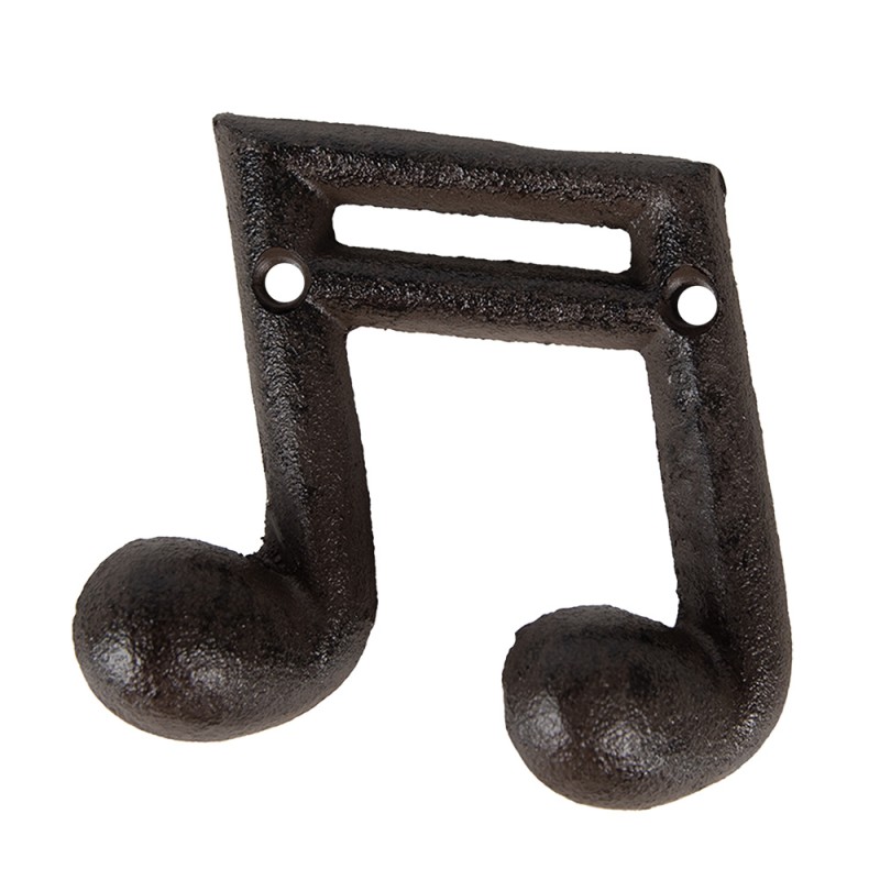 Clayre & Eef Wandkapstok Muzieknoot 10x3x9 cm Bruin Metaal