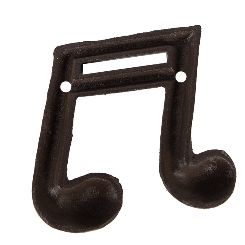 Clayre & Eef Wandkapstok Muzieknoot 10x3x9 cm Bruin Metaal