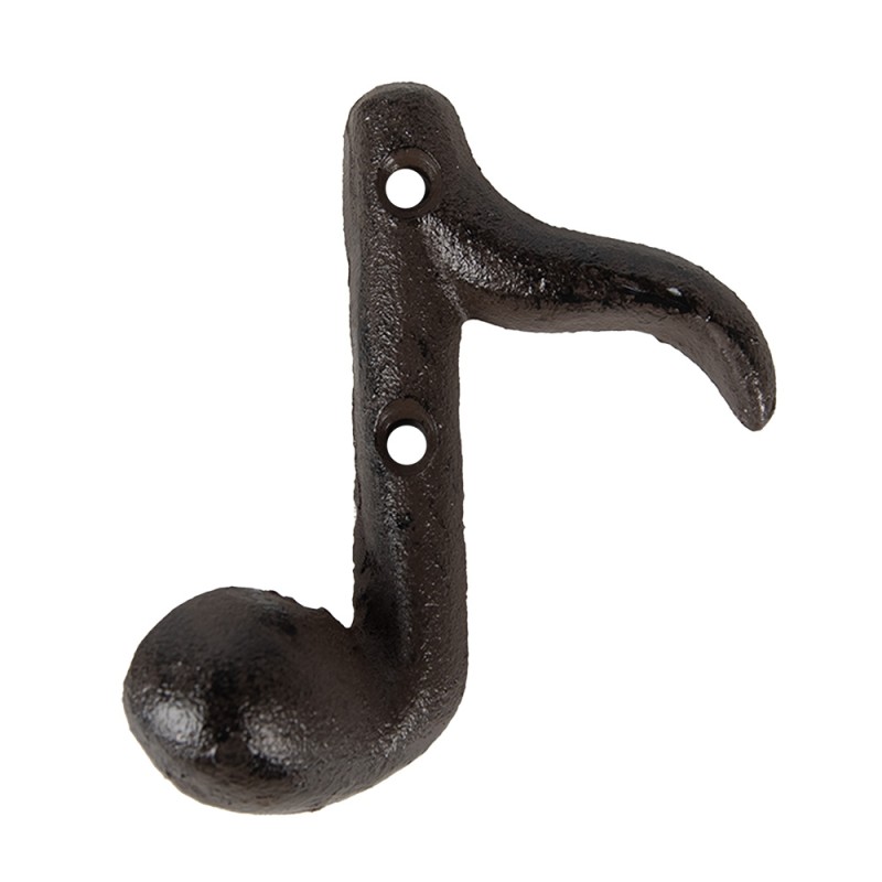 Clayre & Eef Attaccapanni da parete Nota musicale 8x3x9 cm Marrone Metallo