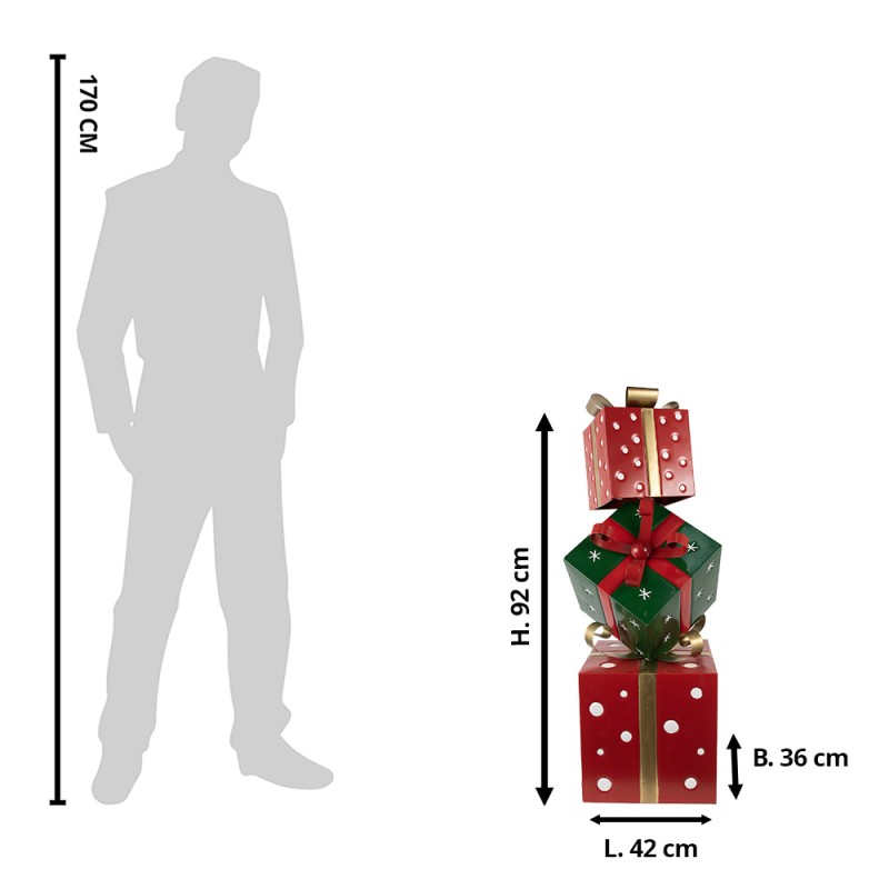 Clayre & Eef Weihnachtsdekoration Geschenk  42x36x92 cm Rot Grün Metall