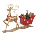 Clayre & Eef Kerstdecoratie Slee 70x12x49 cm Bruin Rood Metaal