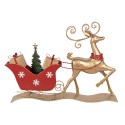 Clayre & Eef Kerstdecoratie Slee 70x12x49 cm Bruin Rood Metaal