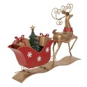 Clayre & Eef Kerstdecoratie Slee 70x12x49 cm Bruin Rood Metaal