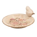 Clayre & Eef Mangeoire pour oiseaux Ø 21x10 cm Beige Céramique Oiseau
