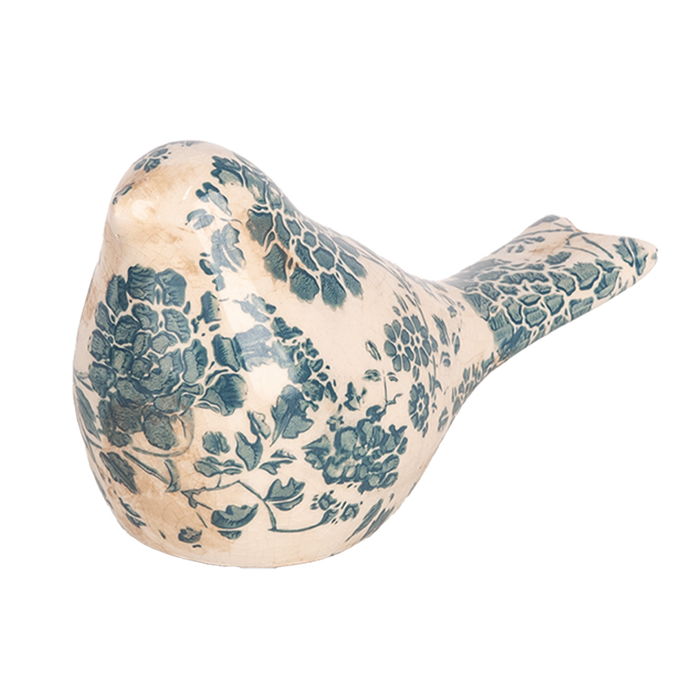 Clayre&Eef Decoratie Beeld Vogel 16x7x9 cm Beige Keramiek afbeelding