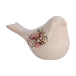 Clayre & Eef Figurine décorative Oiseau 22x9x12 cm Beige Céramique