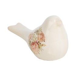 Clayre & Eef Image de décoration Oiseau 16x7x9 cm Beige Céramique