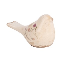 Clayre & Eef Image de décoration Oiseau 16x7x9 cm Beige Céramique