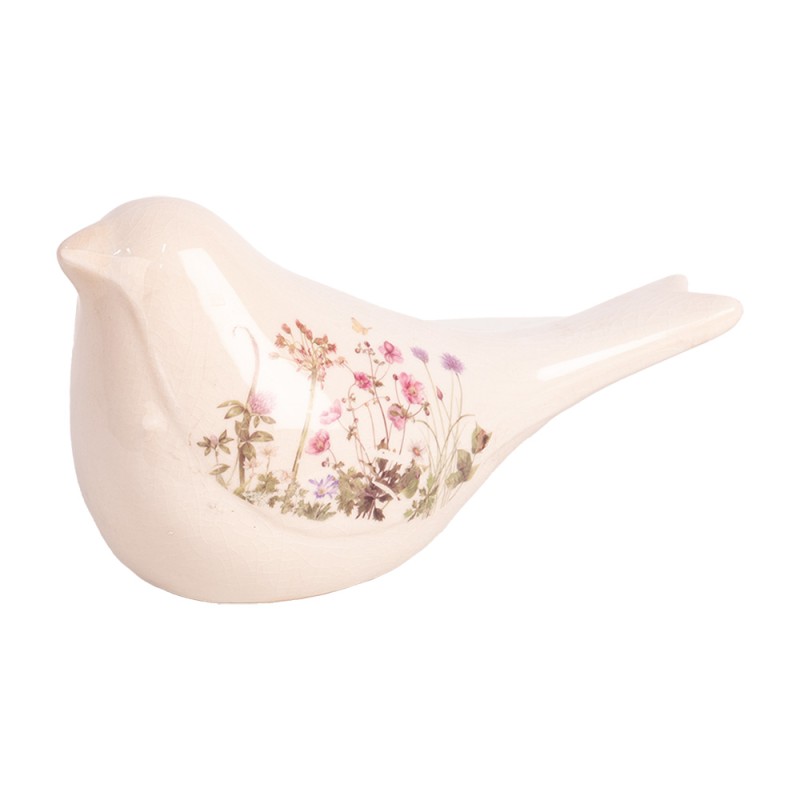 Clayre & Eef Figurine décorative Oiseau 22x9x12 cm Beige Céramique