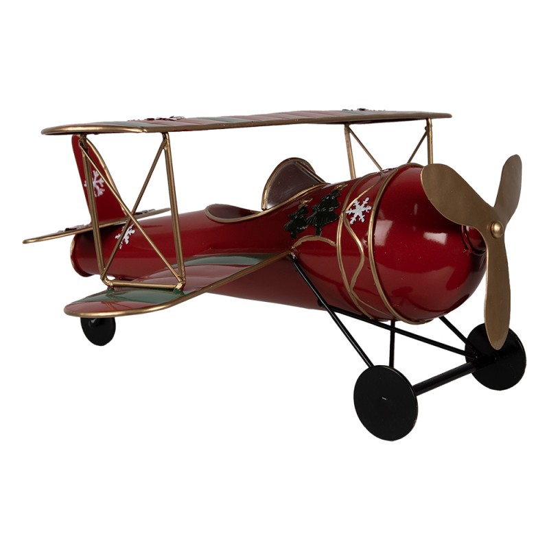 Clayre & Eef Decorazione di Natalizie Aereo 41x37x21 cm Rosso Metallo