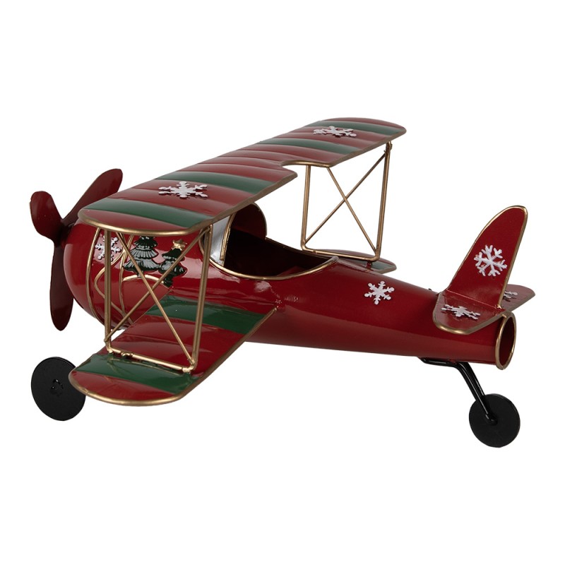 Clayre & Eef Decorazione di Natalizie Aereo 41x37x21 cm Rosso Metallo