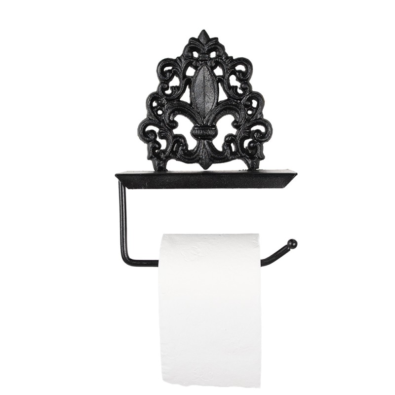Clayre & Eef Porte-rouleau de papier toilette 18x10x24 cm Noir Métal