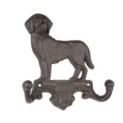 Clayre & Eef Wall Coat Rack Dog 16x4x16 cm Brown Metal