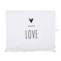 Clayre & Eef Serviette invité 40x66 cm Blanc Noir Coton Rectangle Coeur Love