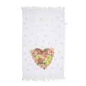 Clayre & Eef Serviette invité 40x66 cm Blanc Rose Coton Rectangle Coeur