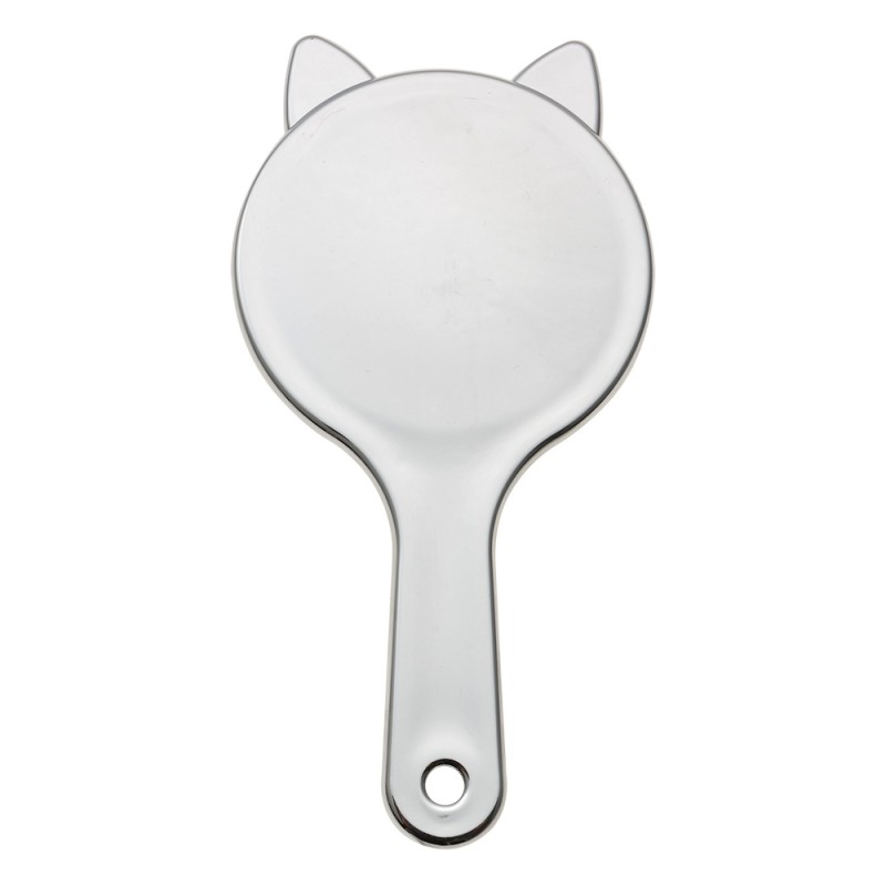 Clayre & Eef Haarbürste 19x10x3 cm Silberfarbig Kunststoff Katze