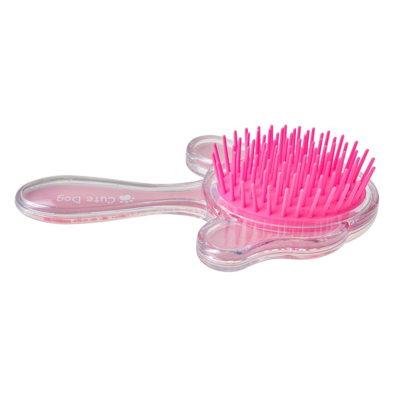 Clayre & Eef Spazzola per capelli 15x9x3 cm Rosa Plastica Cane