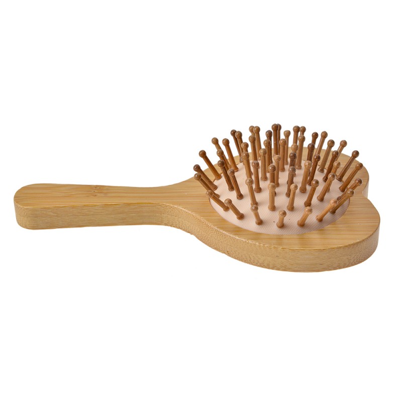 Clayre & Eef Hair Brush 15x8x3 cm Beige Brown Plastic Glass Heart-Shaped Heart