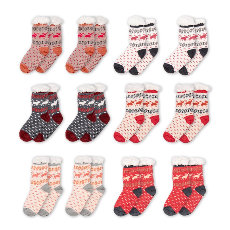 Clayre & Eef Christmas socks Set of 12 one size Multicoloured Synthetic Deer