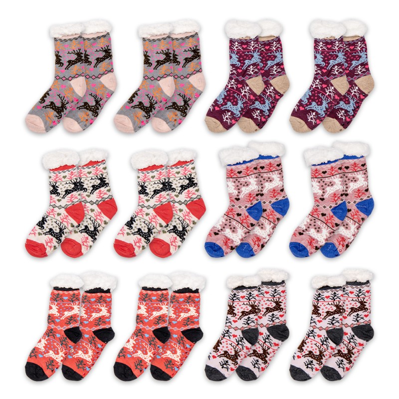 Clayre & Eef Christmas socks Set of 12 one size Multicoloured Synthetic Deer