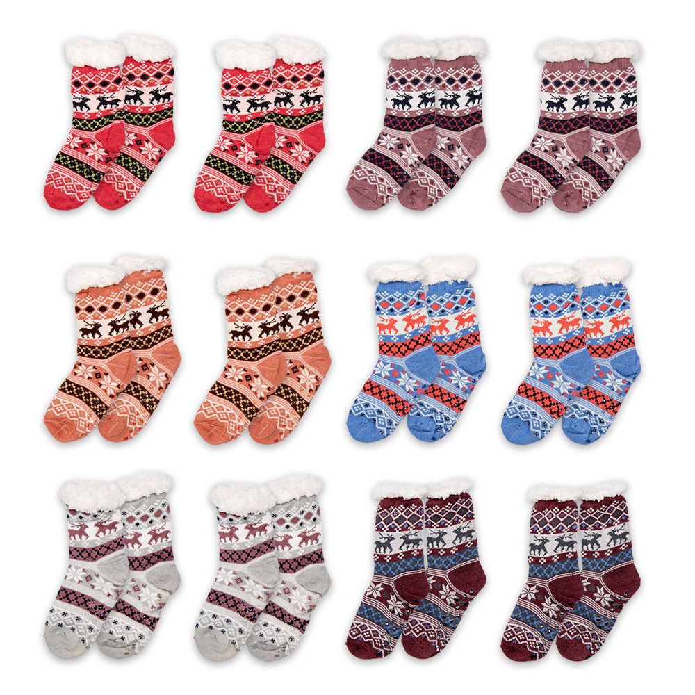 Clayre & Eef Kerstsokken set van 12 one size Meerkleurig Synthetisch Hert afbeelding