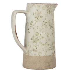 Clayre & Eef Decoratie Kan 21x14x26 cm Groen Keramiek Bloemen