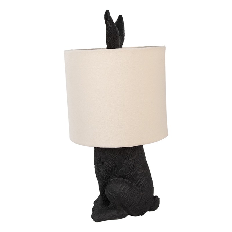 Clayre & Eef Table Lamp Rabbit Ø 20x43 cm Black Beige Plastic