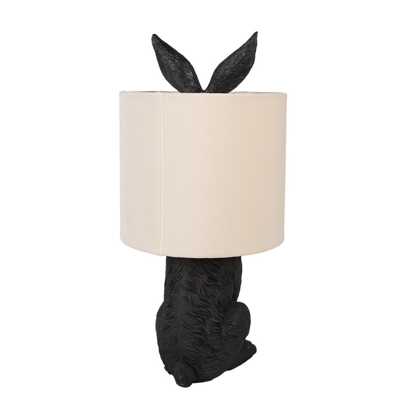 Clayre & Eef Table Lamp Rabbit Ø 20x43 cm Black Beige Plastic