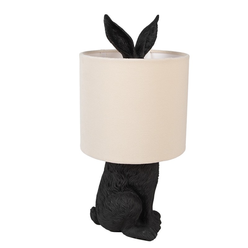 Clayre & Eef Table Lamp Rabbit Ø 20x43 cm Black Beige Plastic