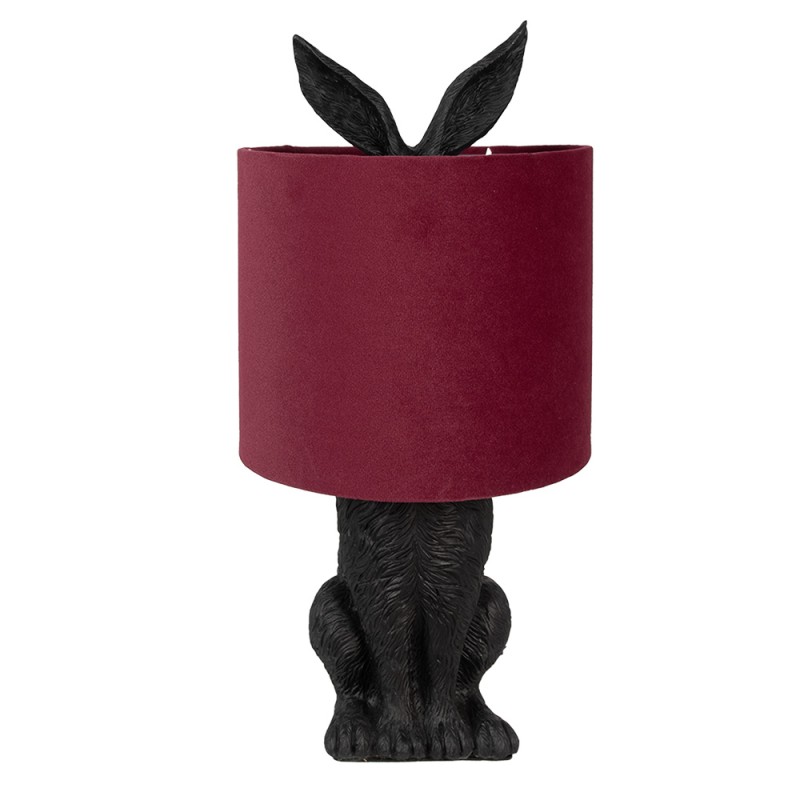 Clayre & Eef Table Lamp Rabbit Ø 20x43 cm Black Red Plastic