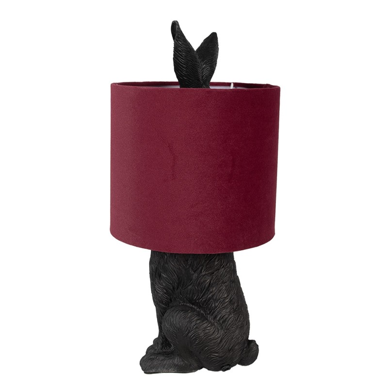 Clayre & Eef Table Lamp Rabbit Ø 20x43 cm Black Red Plastic