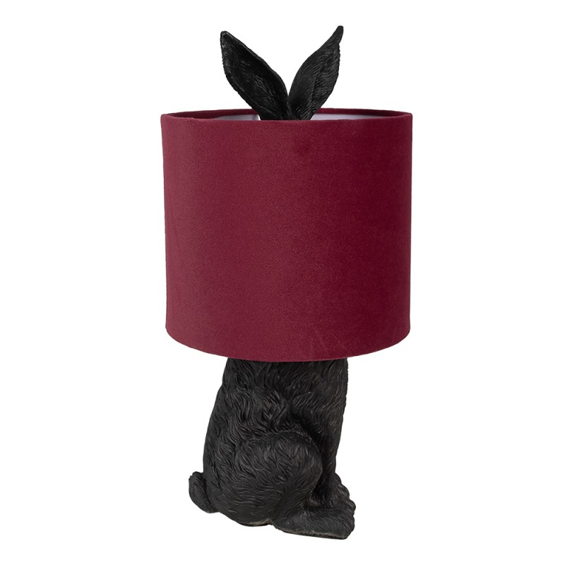 Clayre & Eef Table Lamp Rabbit Ø 20x43 cm Black Red Plastic