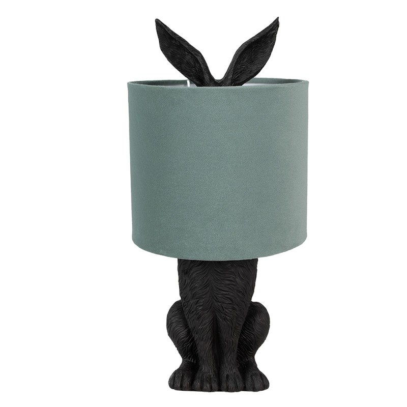 Clayre & Eef Table Lamp Rabbit Ø 20x43 cm Black Green Plastic