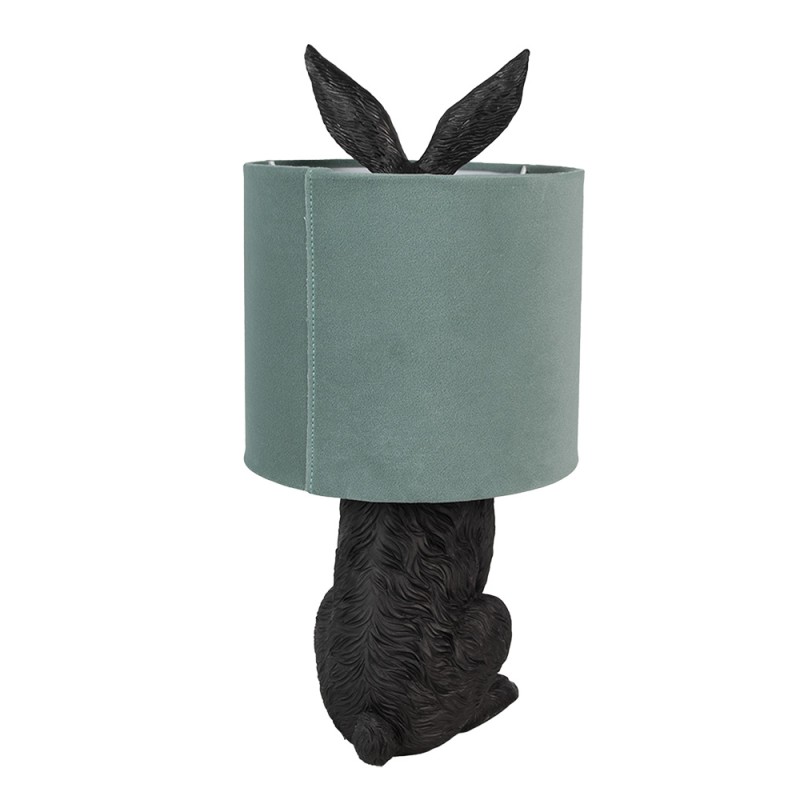 Clayre & Eef Table Lamp Rabbit Ø 20x43 cm Black Green Plastic