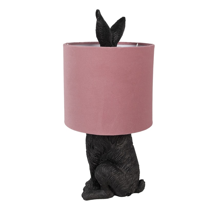 Clayre & Eef Table Lamp Rabbit Ø 20x43 cm Black Pink Plastic