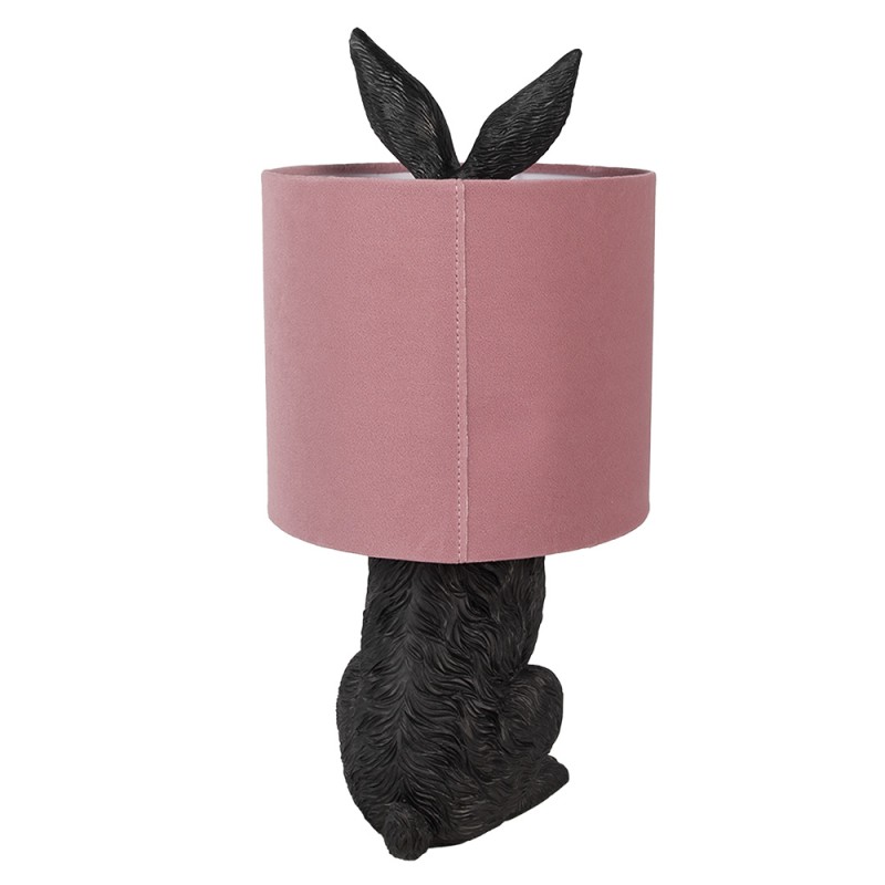 Clayre & Eef Table Lamp Rabbit Ø 20x43 cm Black Pink Plastic