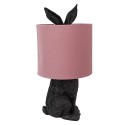 Clayre & Eef Table Lamp Rabbit Ø 20x43 cm Black Pink Plastic