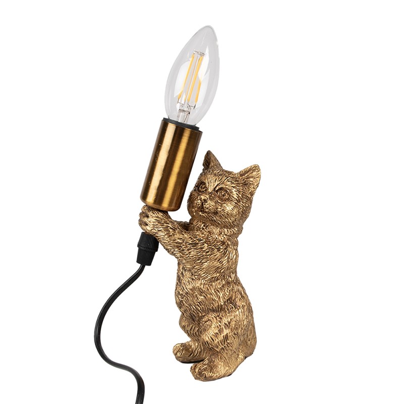 Clayre & Eef Table Lamp 9x9x18 cm Gold colored Plastic