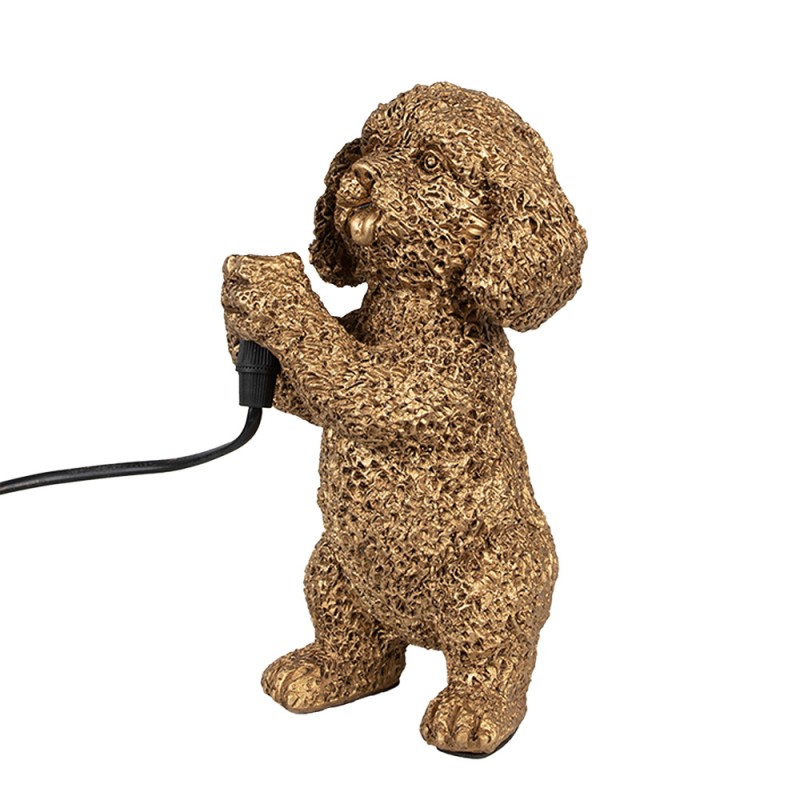 Clayre & Eef Table Lamp Dog 11x13x23 cm Gold colored Plastic