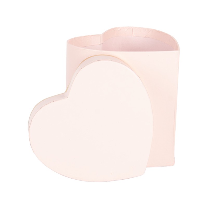 Clayre & Eef Geschenkdoos 10x10x10 cm Roze Karton Hartvormig