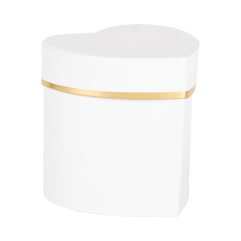 Clayre & Eef Gift box 10x10x10 cm White Cardboard Heart-Shaped