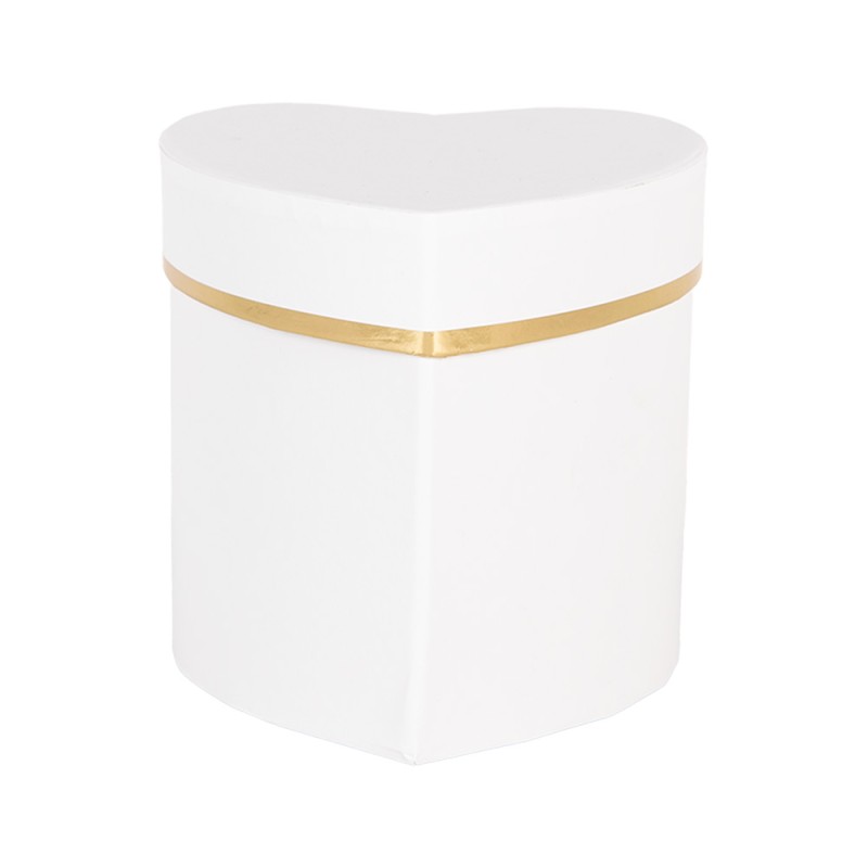 Clayre & Eef Gift box 10x10x10 cm White Cardboard Heart-Shaped